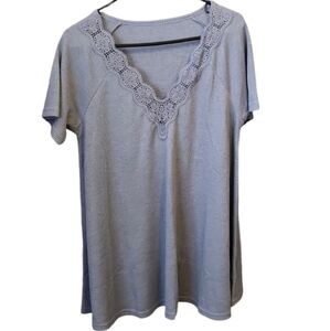 Womens Gray Short-sleeve Top